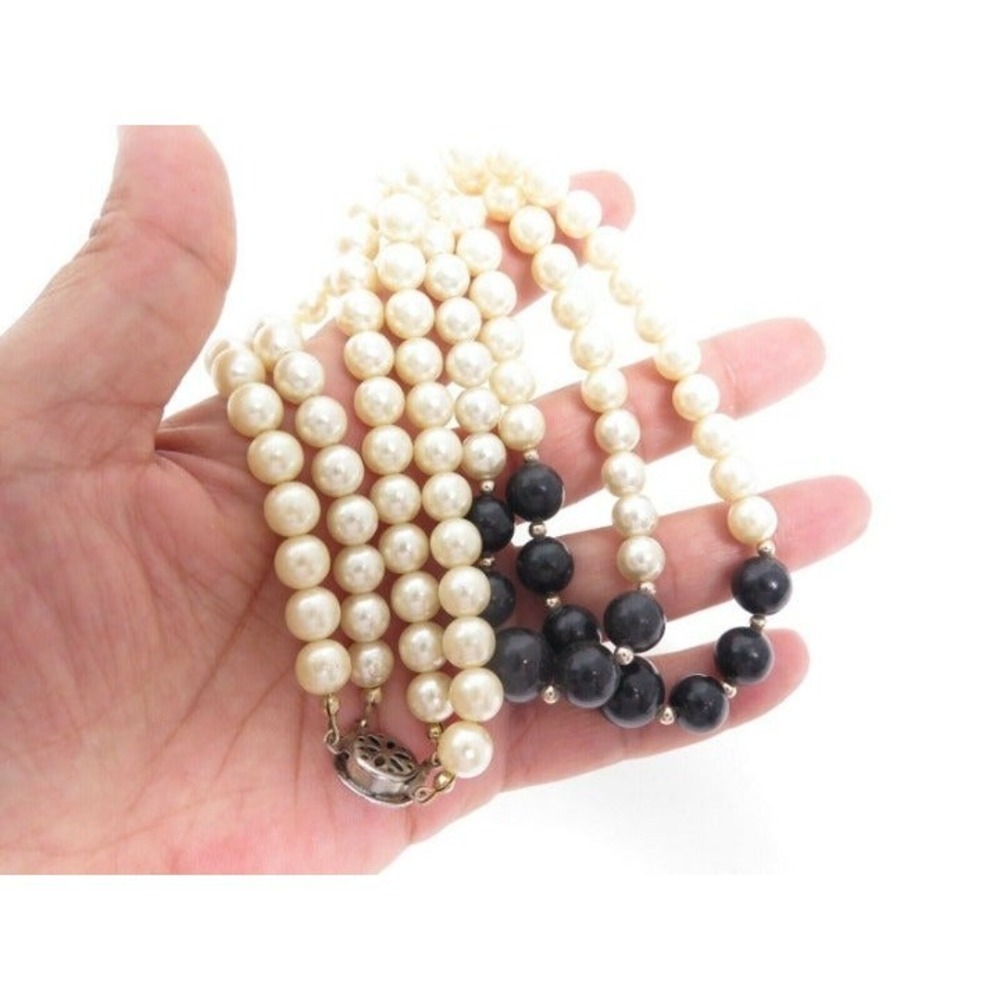 VINTAGE DOUBLE ROW PEARL NECKLACE - Picture 3 of 5